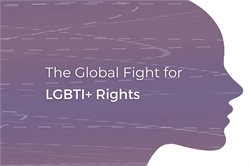 [ai] An artistic profile silhouette against a gradient background, featuring the text 'The Global Fight for LGBTI+ Rights' prominently displayed.